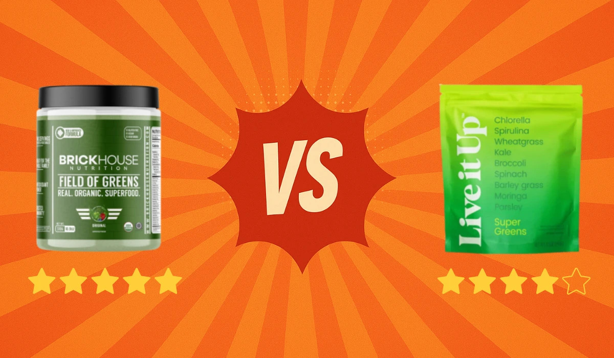BrickHouse Nutrition Field of Greens vs Live it Up Super Greens